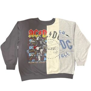 AC/DC Heavy Metal Mixed Media Grunge Streetwear Gorpcore Sweatshirt, Size 2XL